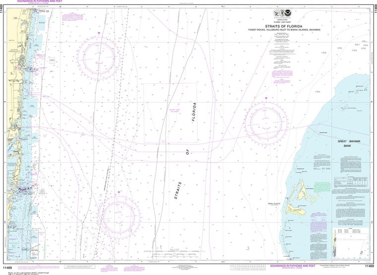 NOAA Chart 11469: Straits of Florida - Fowey Rocks, Hillsboro Inlet to Bimini Islands, Bahamas