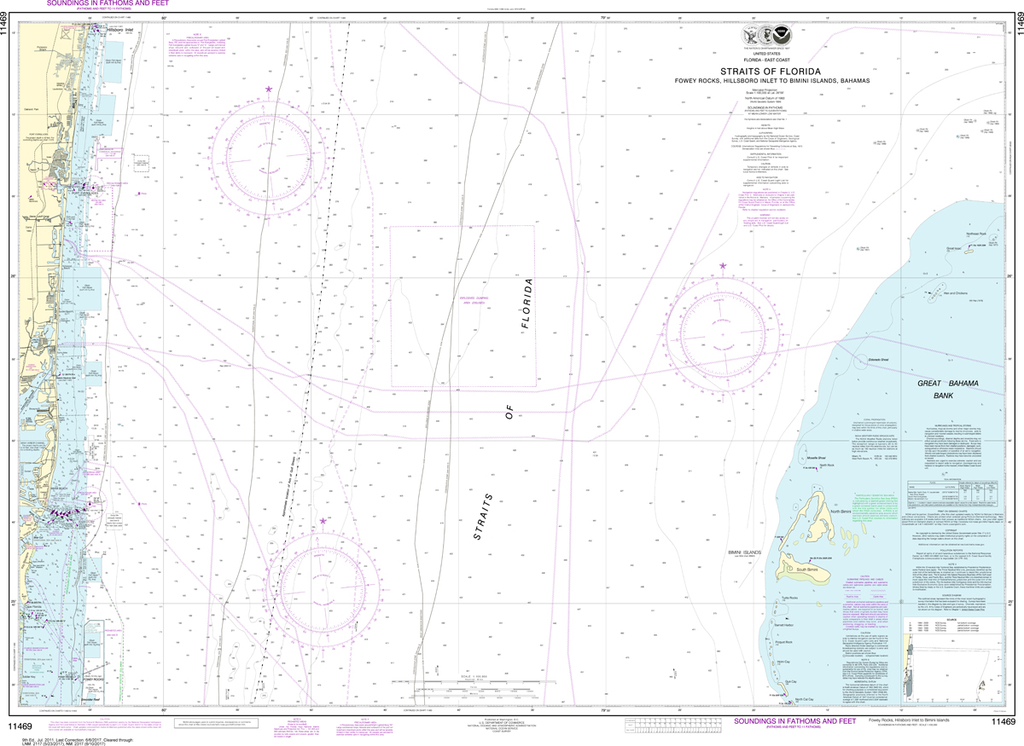 NOAA Chart 11469: Straits of Florida - Fowey Rocks, Hillsboro Inlet to Bimini Islands, Bahamas