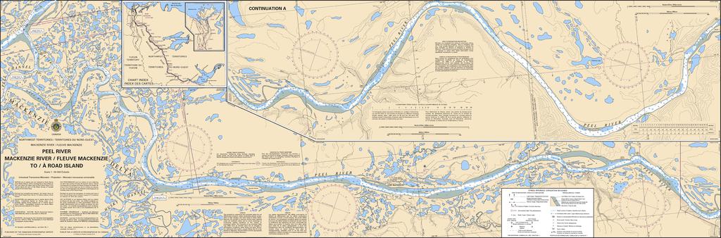 CHS Chart 6438: Peel River, Mackenzie River/Fleuve Mackenzie  to/à Road Island