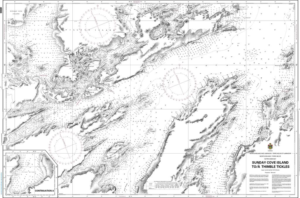 CHS Chart 4593: Sunday Cove Island to / à Thimble Tickles