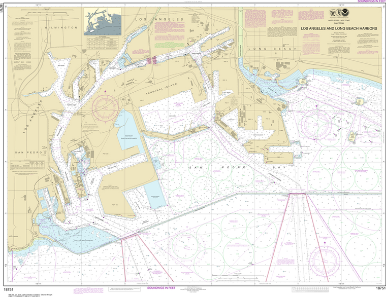 NOAA Chart 18751: Los Angeles and Long Beach Harbors