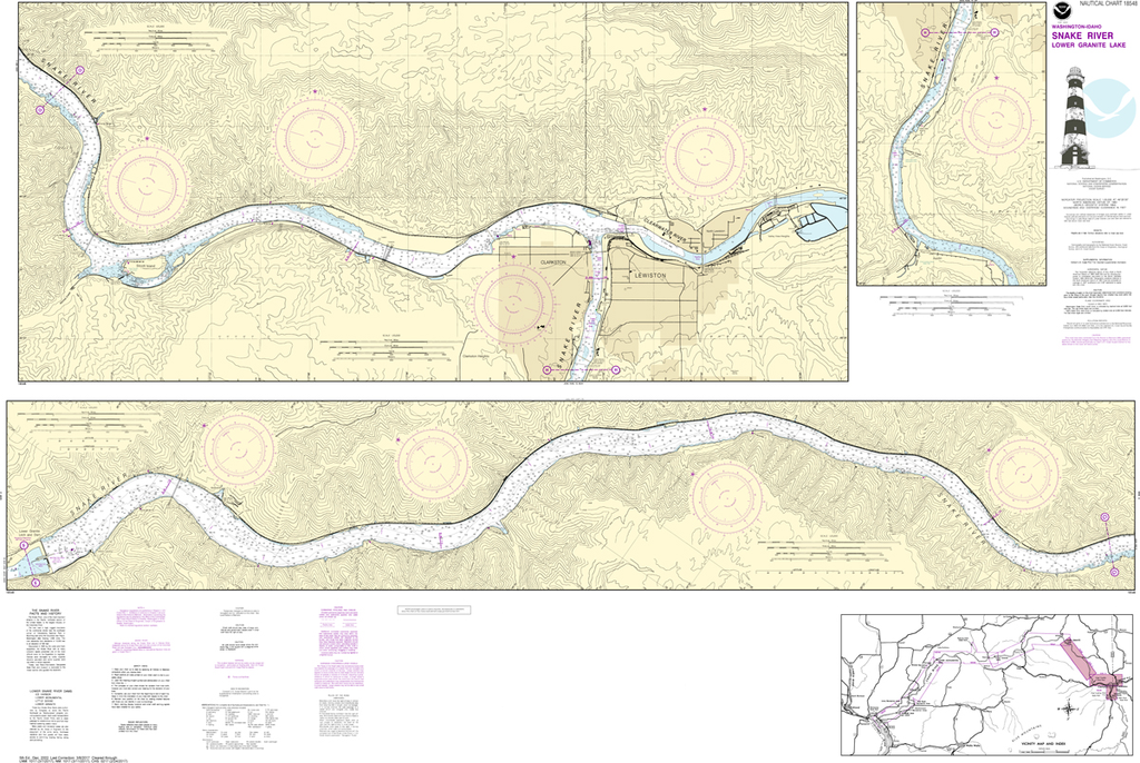 NOAA Chart 18548: Snake River - Lower Granite Lake, Franklin D Roosevelt Lake