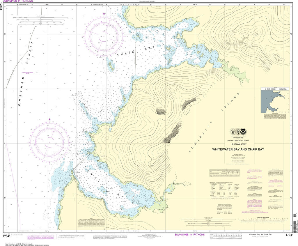 NOAA Chart 17341: Whitewater Bay and Chaik Bay, Chatham Strait