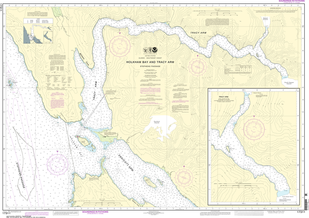 NOAA Chart 17311: Holkham Bay And Tracy Arm, Stephens Passage