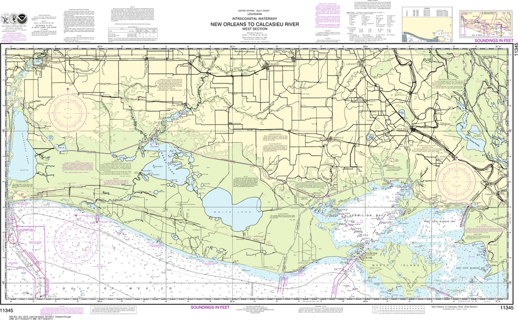 NOAA Chart 11345: Intracoastal Waterway - New Orleans to Calcasieu River West Section