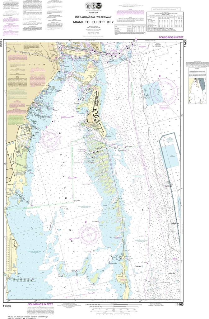 NOAA Chart 11465: Intracoastal Waterway - Miami to Elliot Key