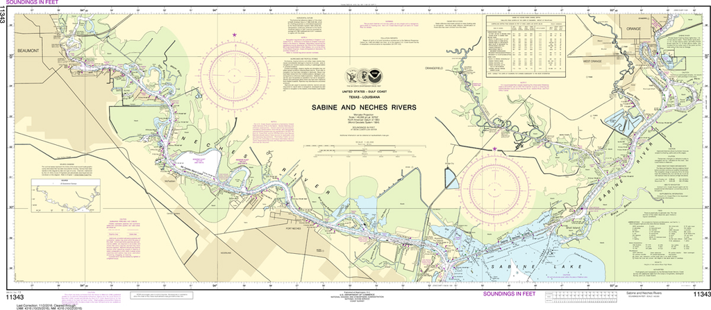 NOAA Chart 11343: Sabine and Neches Rivers