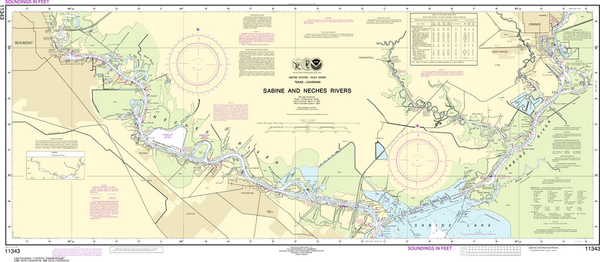 NOAA Chart 11343: Sabine and Neches Rivers - Captain's Nautical Books ...