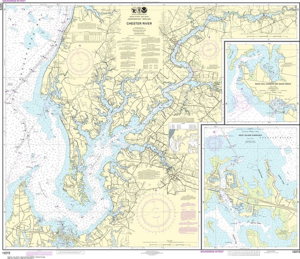 NOAA Chart 12272: Chester River, Kent Island Narrows, Rock Hall Harbor and Swan Creek