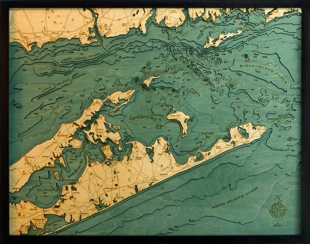 WoodChart of Long Island Sound and The Hamptons
