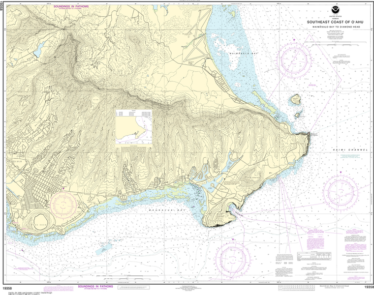 NOAA Chart 19358: Southeast Coast of O'ahu - Waimanalo Bay to Diamond Head
