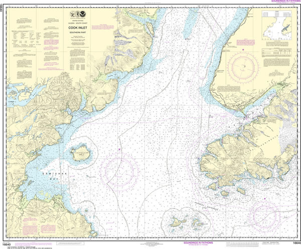 Cook Inlet Chart NOAA Chart 16640: Cook Inlet: Southern Part - Captain's Nautical Books ...