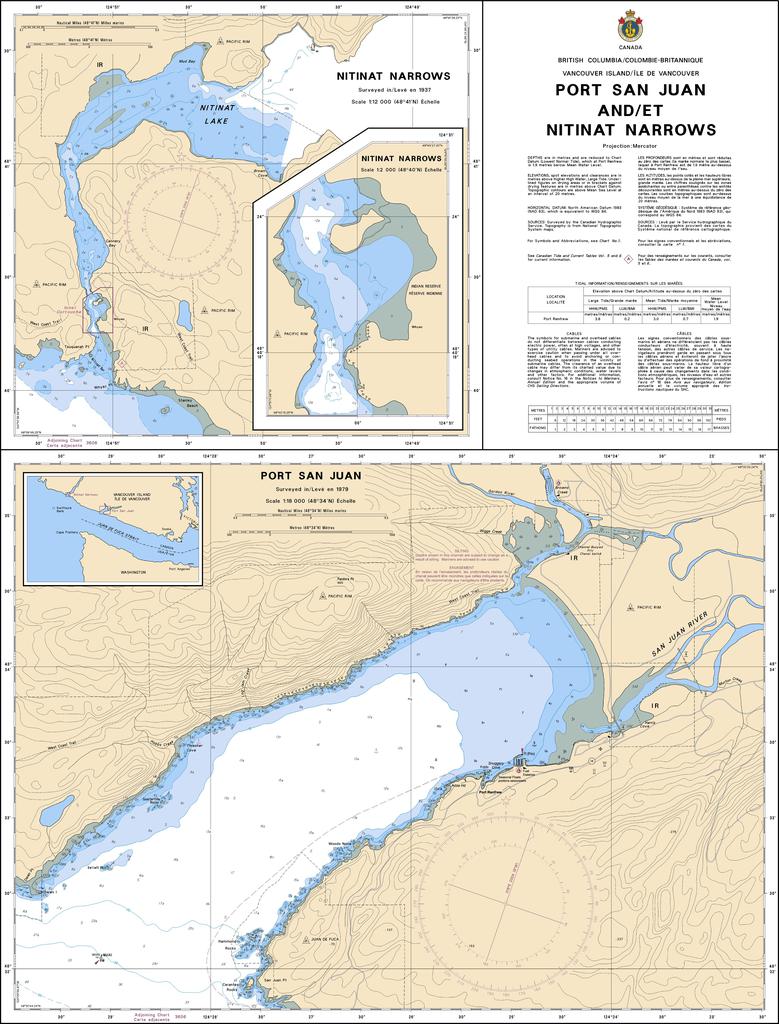 CHS Chart 3647: Port San Juan and/et Nitinat Narrows