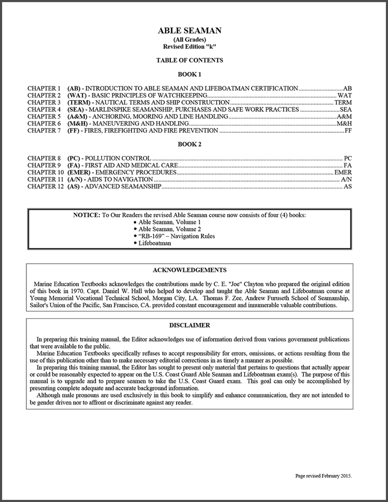 BK-105 Able Seaman Study Guide