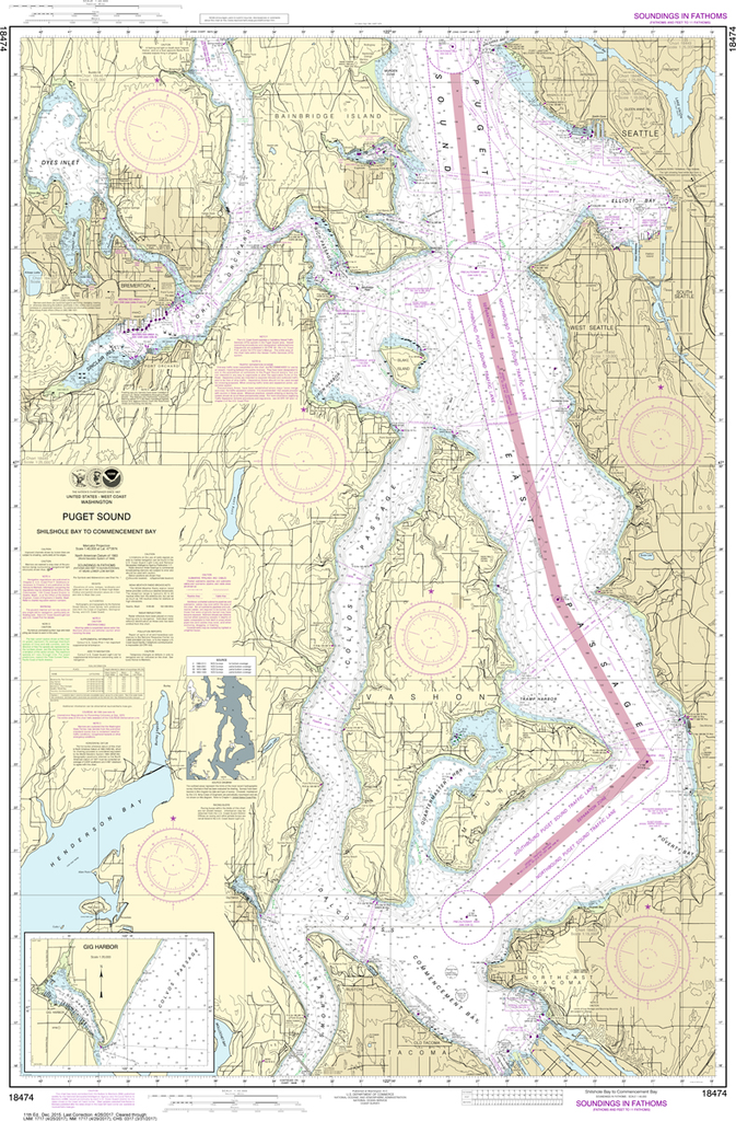 NOAA Chart 18474: Puget Sound - Shilshole Bay to Commencement Bay
