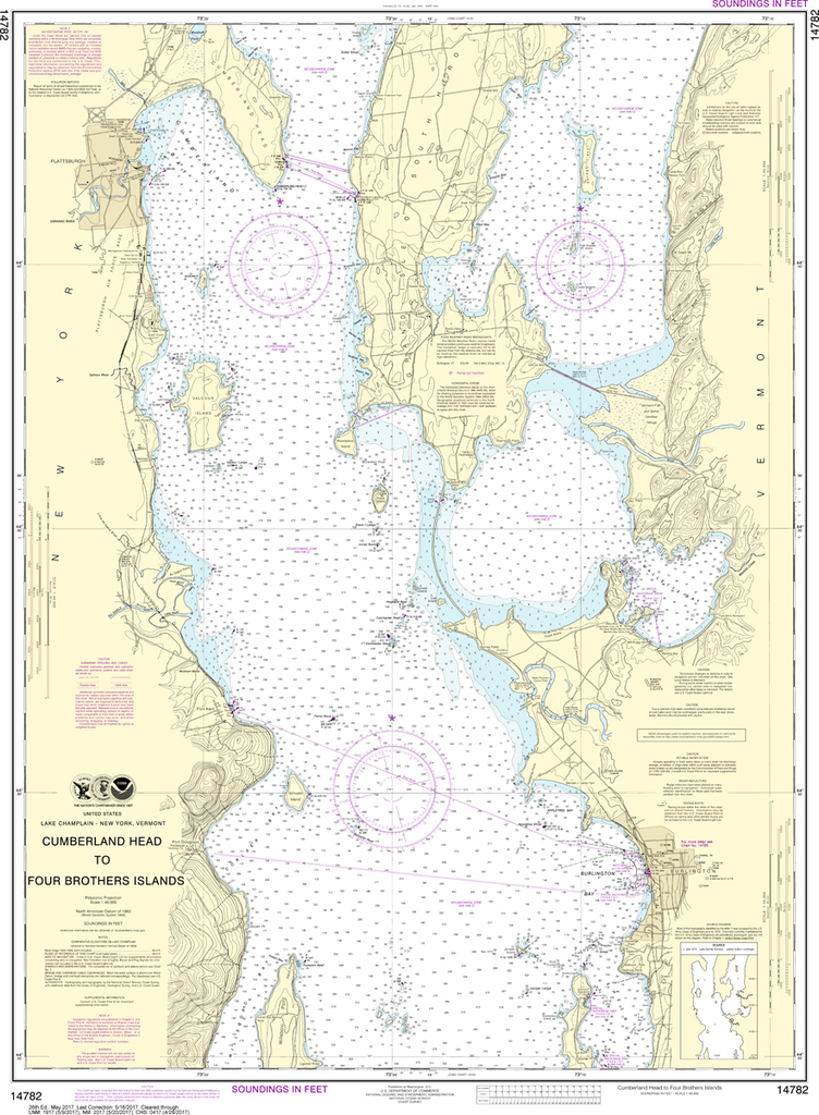 NOAA Chart 14782: Cumberland Head to Four Brothers Islands