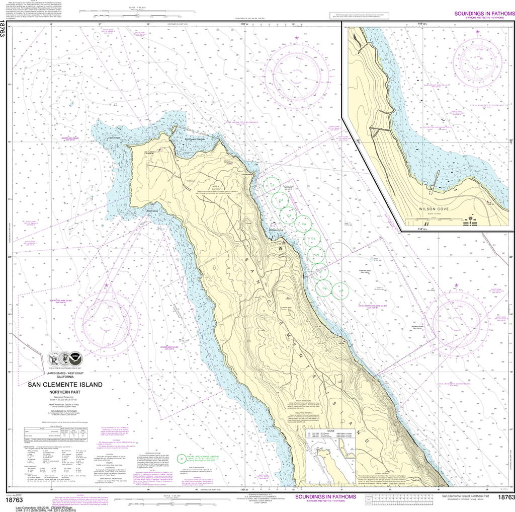 NOAA Chart 18763: San Clemente lsland - Northern Part, Wison Cove