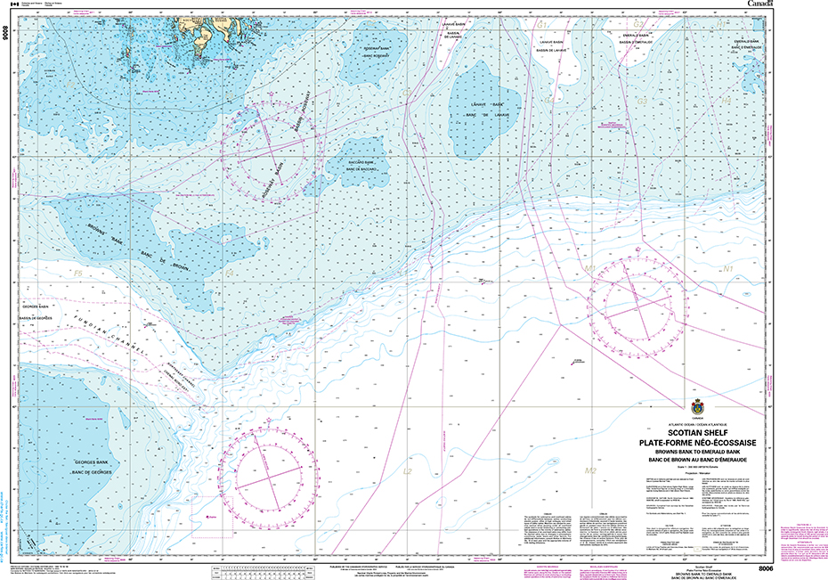 CHS Print-on-Demand Charts Canadian Waters-8006: Scotian Shelf / Plate-Forme NЋo-ѓcossaise: Browns Bank to Emerald Bank / Banc de Brown au Banc Dѓmeraude, CHS POD Chart-CHS8006