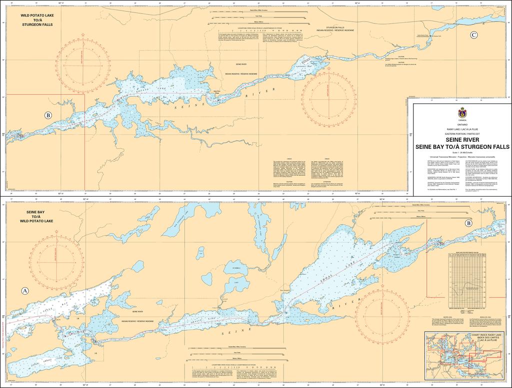 CHS Chart 6111: Rainy Lake/Lac à la Pluie Eastern Portion/Partie Est Seine River Seine Bay to/à Sturgeon Falls