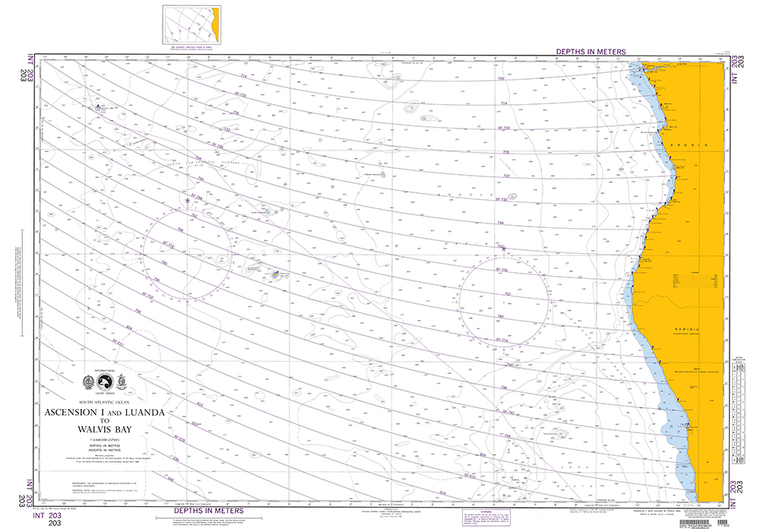 NGA Chart 203: Ascension Island and Luanda to Walvis Bay (OMEGA)