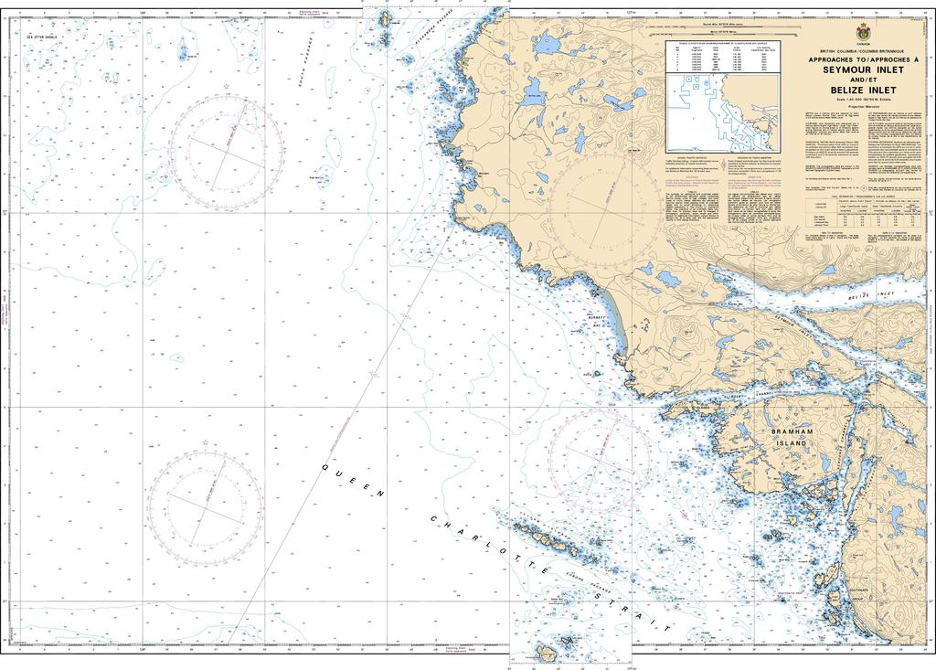 CHS Chart 3550: Approaches to/Approches à Seymour Inlet and/et Belize Inlet