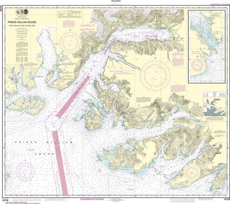 NOAA Chart 16708: Prince William Sound - Port Fidalgo and Valdez Arm, Tatitlek Narrows