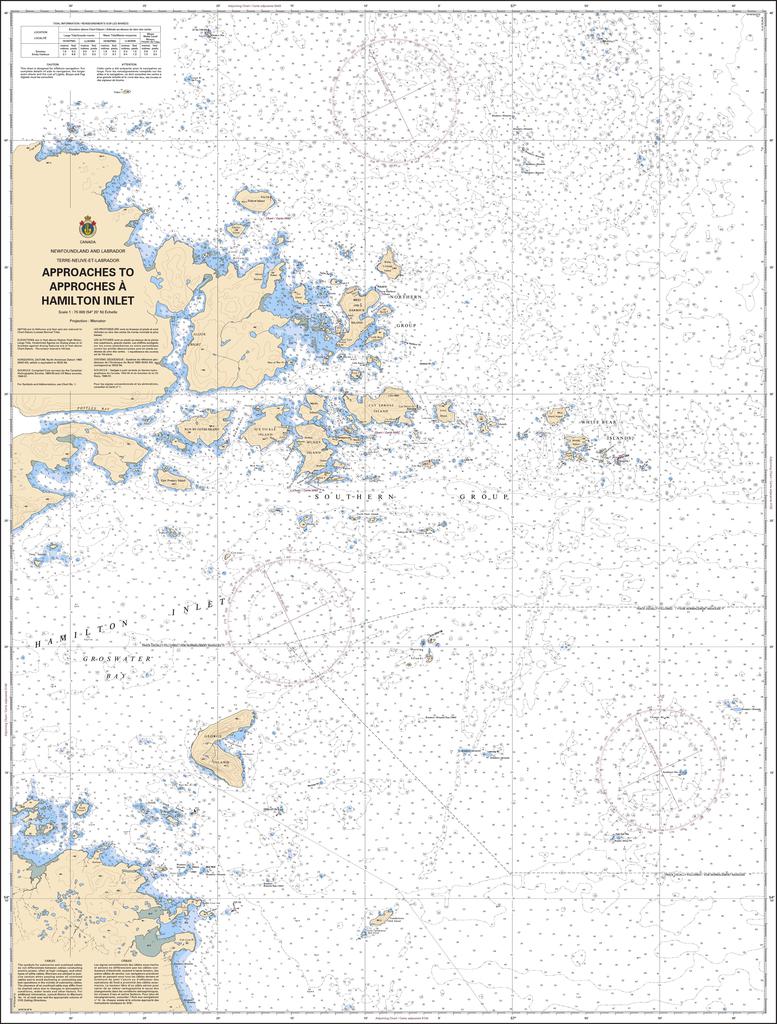 CHS Chart 5135: Approaches to / Approches À Hamilton Inlet