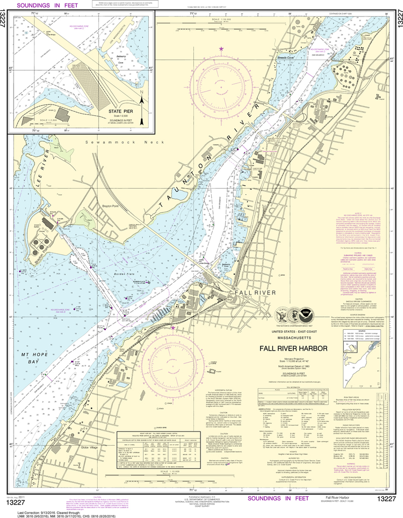 NOAA Chart 13227: Fall River Harbor, State Pier