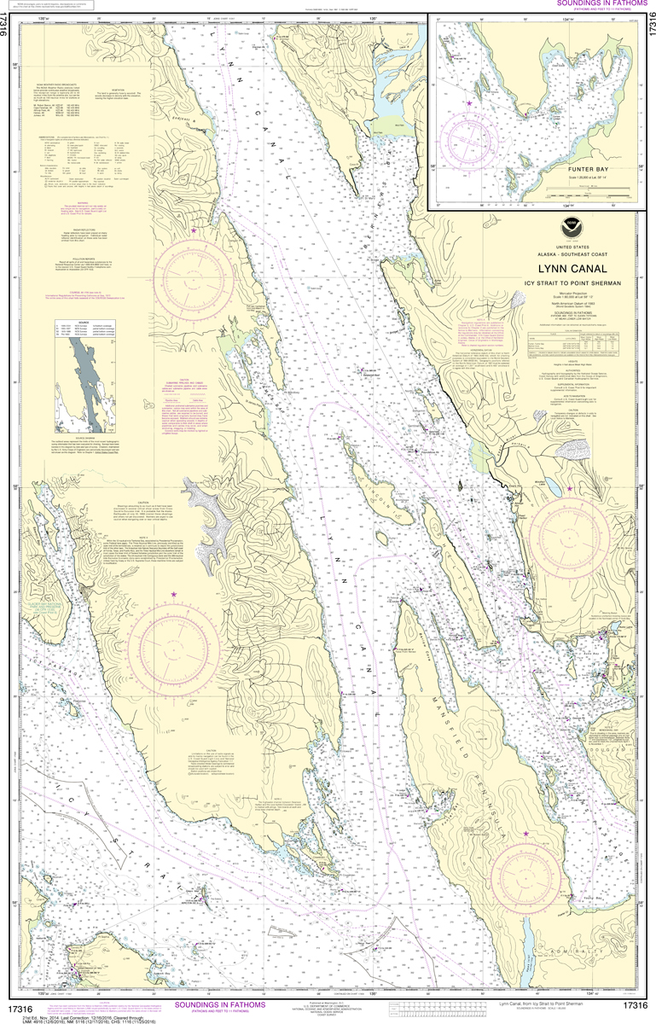 NOAA Chart 17316: Lynn Canal - Icy Strait to Point Sherman, Funter Bay, Chatham Strait