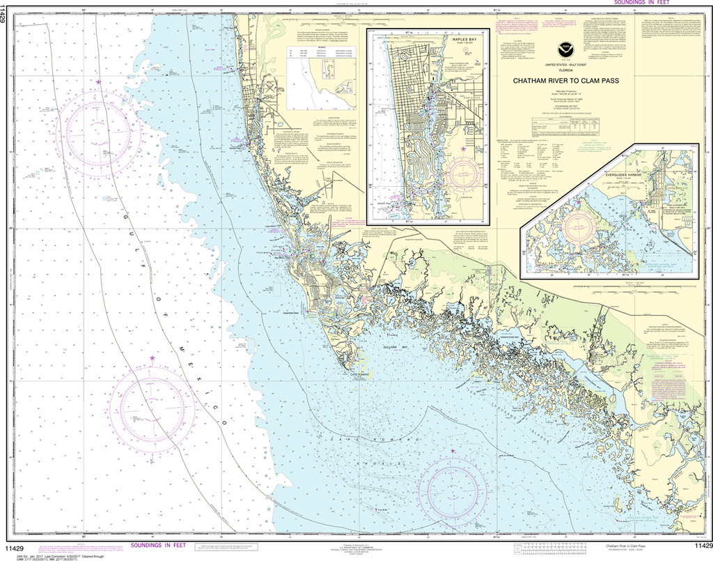 NOAA Chart 11429: Chatham River to Clam Pass, Naples Bay, Everglades Harbor