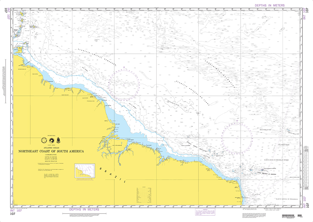 NGA Chart 107: Northeast Coast of South America (OMEGA)