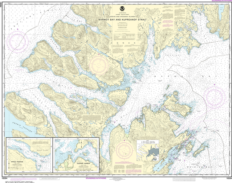 NOAA Chart 16594: Marmot Bay and Kupreanof Strait, Whale Passage, Ouzinkie Harbor