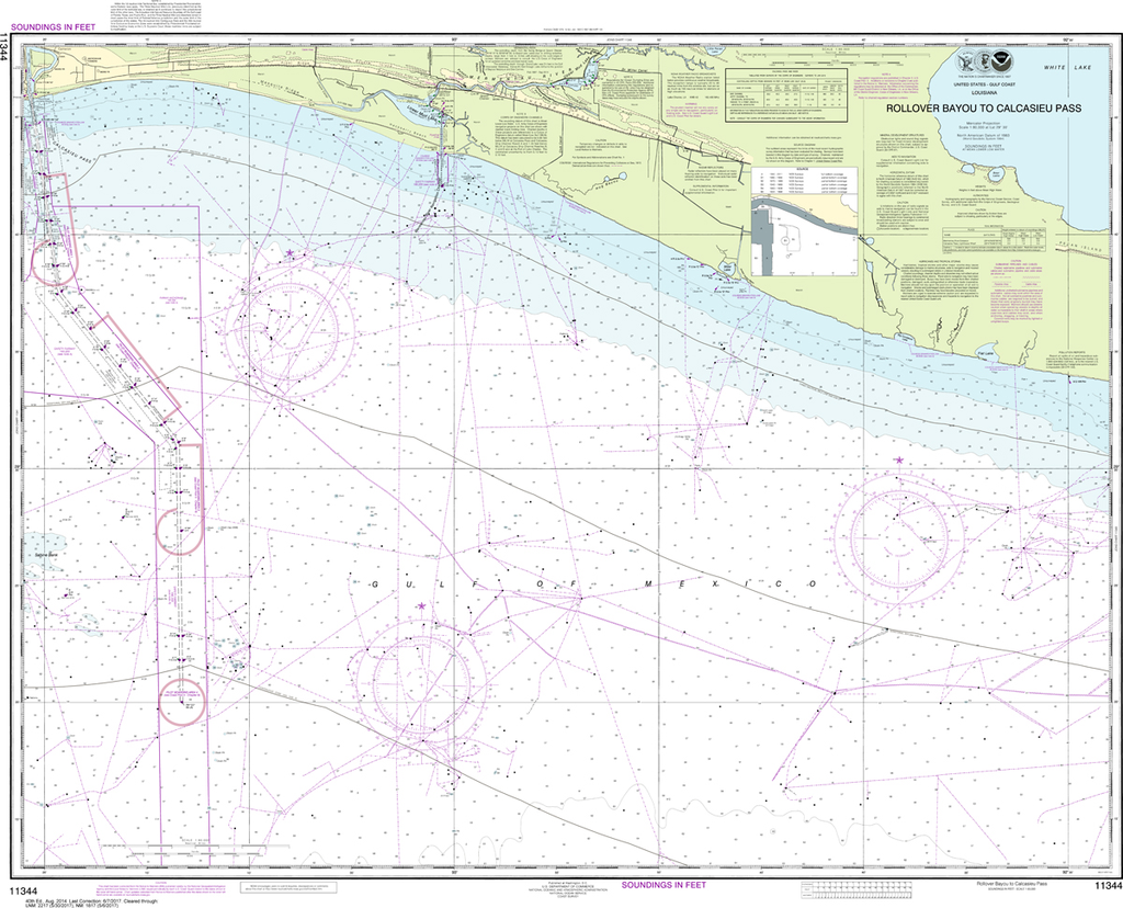 NOAA Chart 11344: Rollover Bayou to Calcasieu Pass