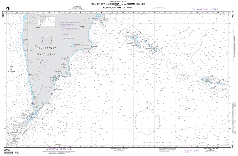 NGA Chart 96028: Poluostrov Kamchatka to Aleutian Islands including Komandorskiye Ostrova