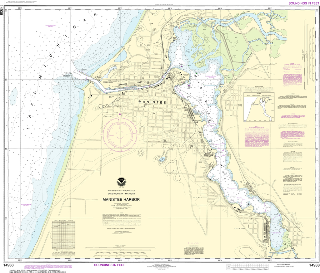 NOAA Chart 14938: Manistee Harbor and Manistee Lake