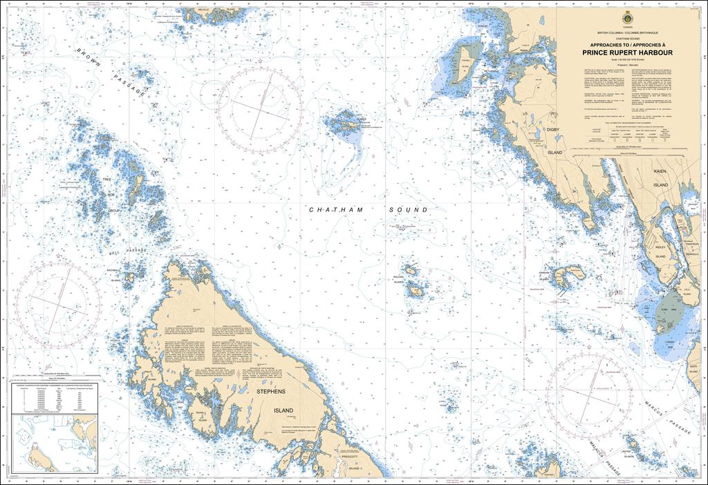 CHS Chart 3957: Approaches to/Approches à Prince Rupert Harbour