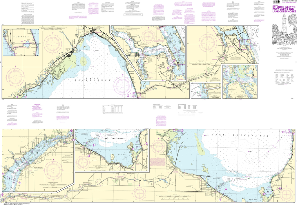 NOAA Chart 11428: Okeechobee Waterway St. Lucie Inlet to Fort Myers, Lake Okeechobee