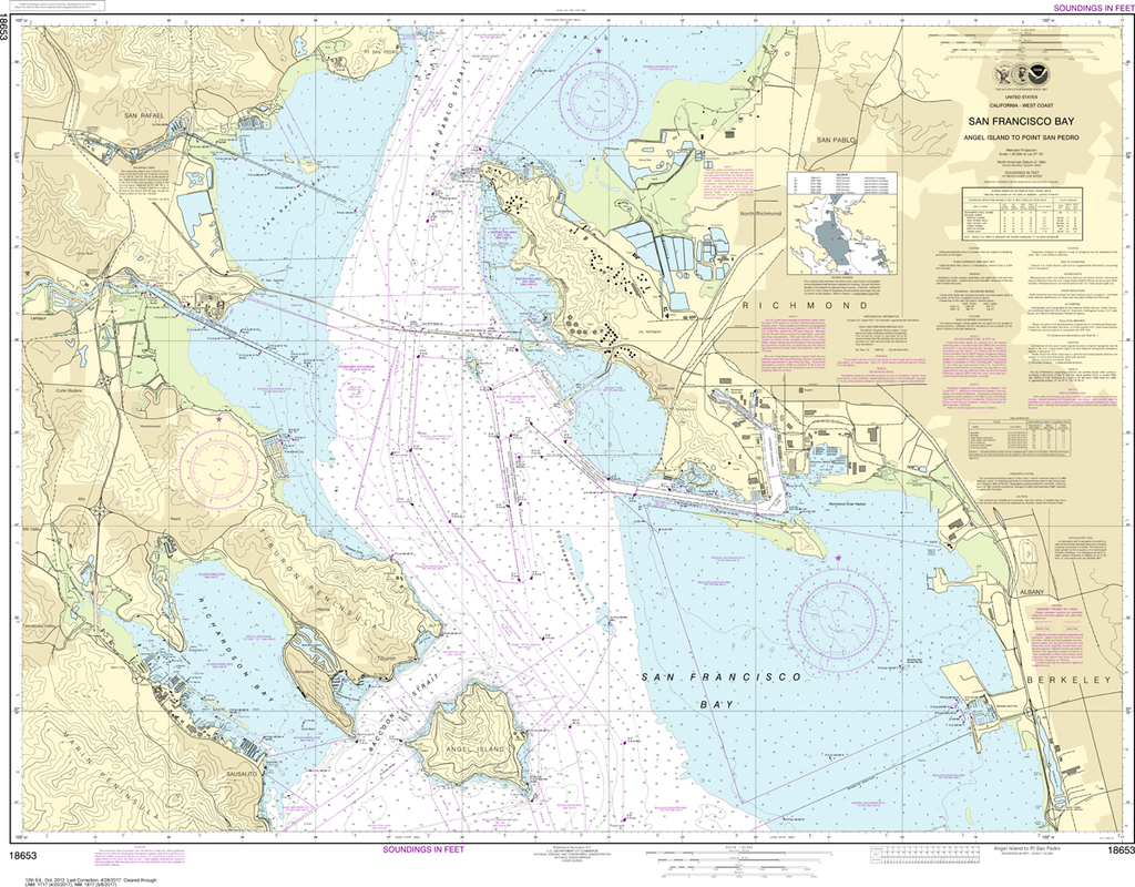 NOAA Chart 18653: San Francisco Bay - Angel Island to Point San Pedro