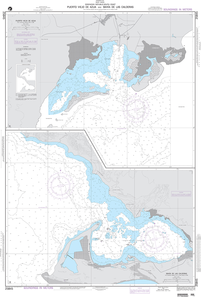 NGA Chart 25845: Puerto Viejo de Azua and Bahia de Las Calderas Plans: A. Puerto Viejo de Azua