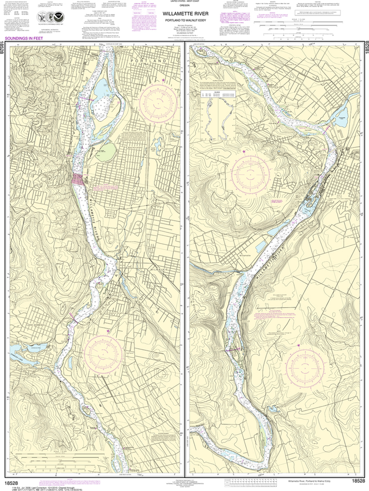 NOAA Chart 18528: Willamette River - Portland to Walnut Eddy