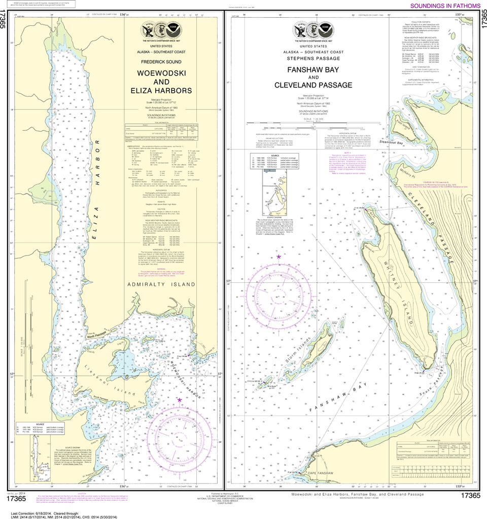 NOAA Chart 17365: Woewodski and Eliza Harbors, Fanshaw Bay and Cleveland Passage