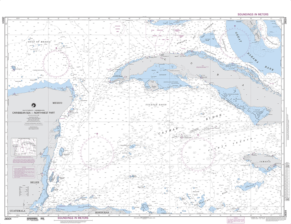 NGA Chart 28004: Caribbean Sea-Northwest Part (LORAN-C)
