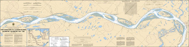 CHS Chart 6422: Fort Good Hope to/à Askew Islands  Kilometre 1100 / Kilometre 1180