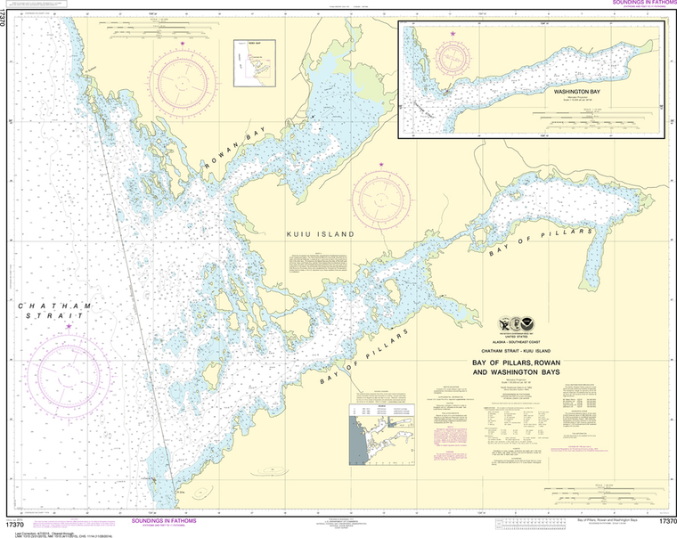 NOAA Chart 17370: Bay of Pillars and Rowan Bay, Chatham Strait; Washington Bay, Chatham Strait