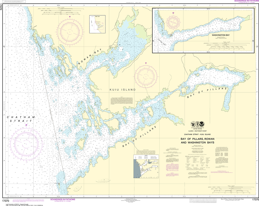 NOAA Chart 17370: Bay of Pillars and Rowan Bay, Chatham Strait; Washington Bay, Chatham Strait