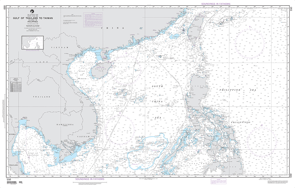 NGA Chart 550: Gulf of Thailand to Taiwan including the Philippines (OMEGA)