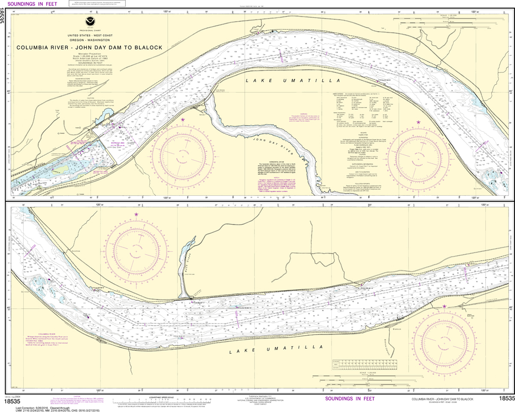 NOAA Chart 18535: Columbia River - John Day Dam to Blalock