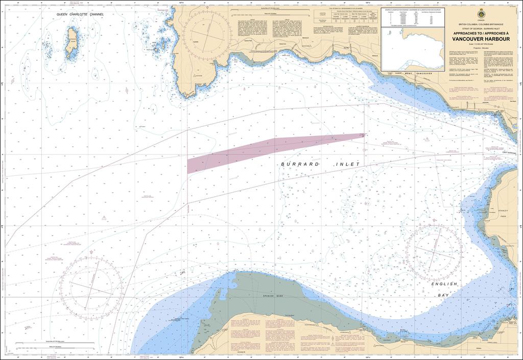 CHS Chart 3496: Approaches to/Approches à Vancouver Harbour
