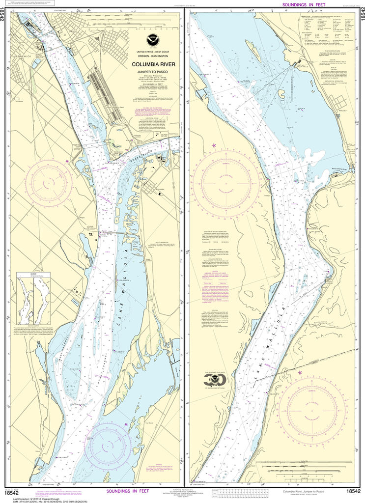 NOAA Chart 18542: Columbia River - Juniper to Pasco