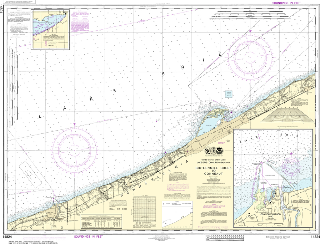 NOAA Chart 14824: Sixteenmile Creek to Conneaut, Conneaut Harbor